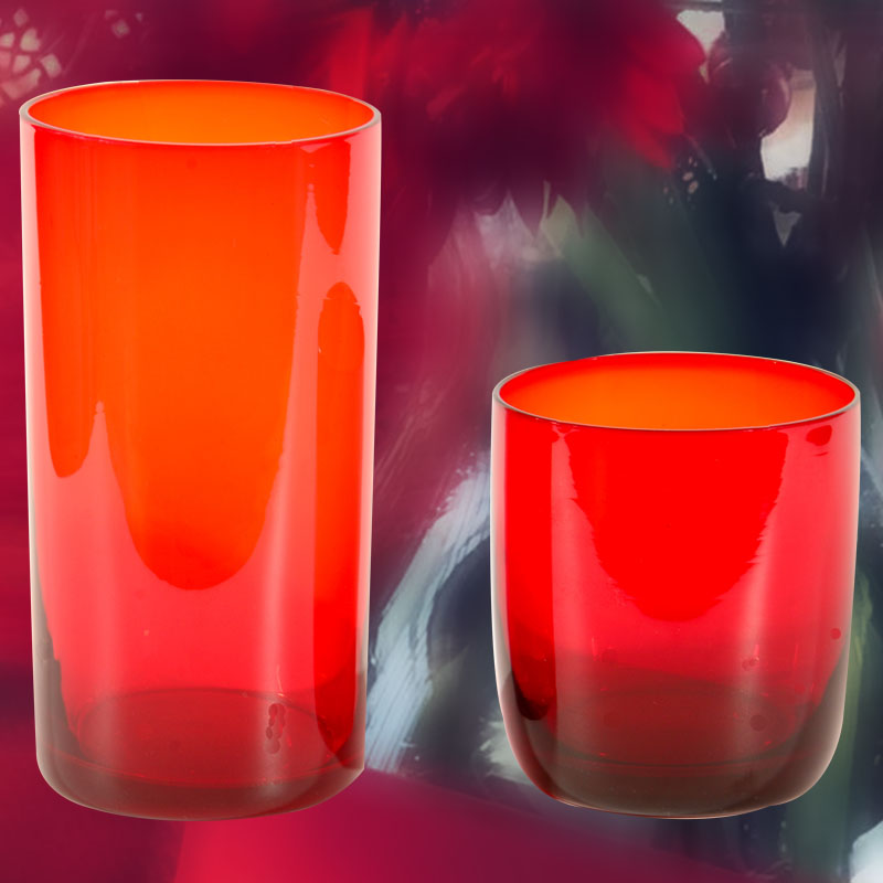 婚庆玻璃杯手工圆形装 饰喜事水杯摆酒餐饮酒杯 圆形商用红色个性