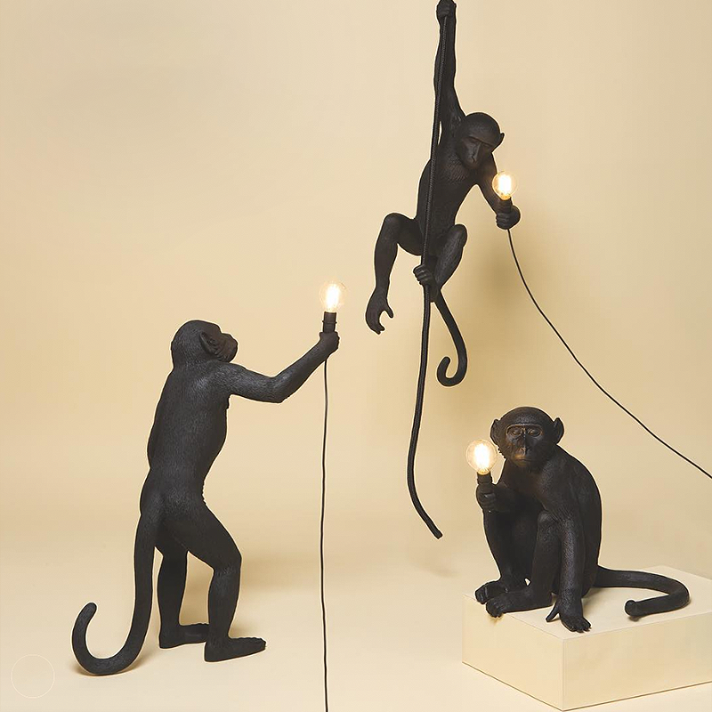 猴子壁灯创意灯具动物树脂雕塑墙饰吊件装 饰礼物 意大利设计师款