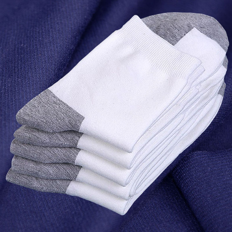 秋冬季 男士 袜子保暖款 中筒吸汗防臭黑灰白色舒适运动棉长袜休闲