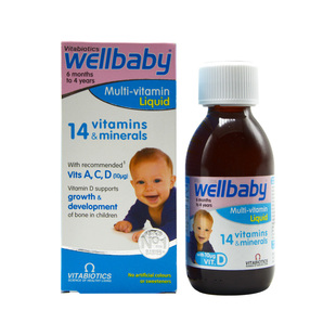 25年1月英国wellbaby婴幼儿婴儿童14种复合维生素含D3铁锌150ML