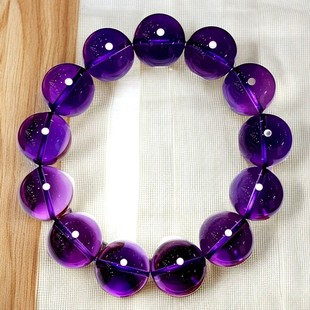 天然深紫色半宝石大颗16m 乌拉圭紫水晶手链男女款 收藏级 正品