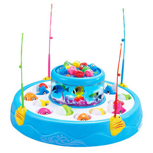 儿童亲子互动钓鱼玩具双层钓鱼灯光音乐钓鱼玩具磁性钓鱼356A