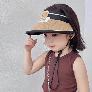 儿童夏季 空顶防晒帽可折叠大帽檐女童宝宝遮阳帽亲子男童太阳帽子