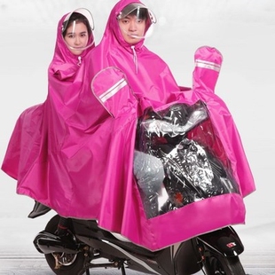 电动车雨披大人带小孩 雨衣双人亲子单车L骑车加厚加大女士子母