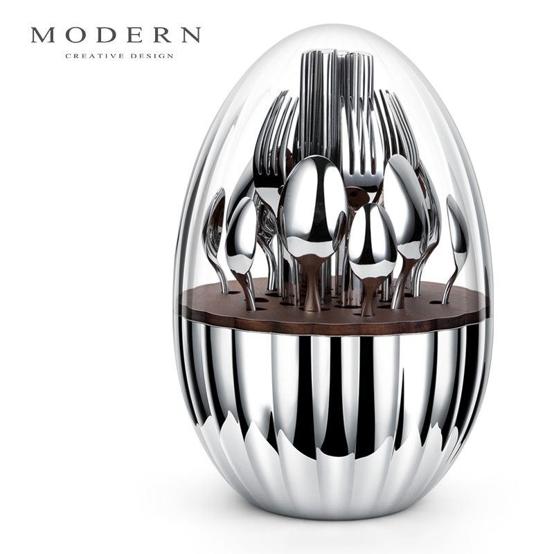 摆件礼品 摩登MODERN轻奢北欧不锈钢西餐具套装 2024新品 银龙蛋