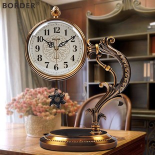 钟表欧式 时钟摆件中式 座钟客厅家用台式 坐钟时尚 高端大气 复古美式
