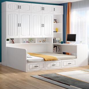 衣柜床榻榻米床小户型书桌床柜家用组合床实木儿童床带侧柜一体床