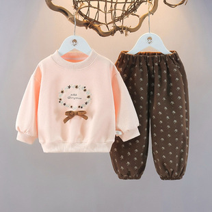 秋装 时髦婴儿童装 洋气女童套装 外出服女宝宝卫衣春秋季 两件套 韩版