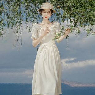 法式 茶歇在逃公主裙轻婚纱裙子女夏季 23新款 白色领证连衣裙高级感