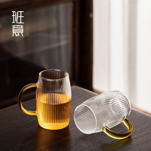 耐热玻璃杯家用条纹加厚茶杯酒杯耐高温创意水杯果汁杯简约ins风