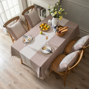 北欧ins桌布防水长椭圆形餐桌布艺伸缩折叠家用客厅棉麻茶几台布