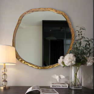 异形镜不规则艺术餐边镜创意镜带灯浴室镜卫浴镜玄关镜装 饰镜 欧式