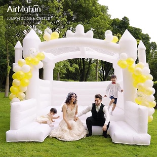 AirMyFun白色婚礼充气城堡蹦床儿童户外跳床生日派对求婚摄影道具