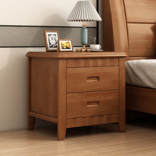 实木床头柜简约现代卧室床边储物柜整装 极简小柜子简易床头置物柜