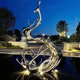 大型不锈钢景观雕塑创意设计摆件广场户外公园景观水景雕塑