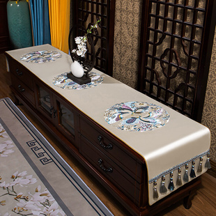 中式 电视柜盖布布艺桌布防尘餐桌垫长方形家用床头布红木沙发坐垫