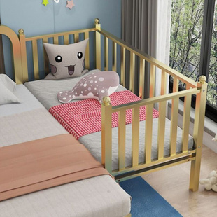 儿童艺床带护栏小铁单人床婴儿男孩女孩公主床边床加宽拼床接大床