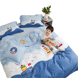男孩卡通三件套纯棉四件套床单男童房间被套1.5米1.2儿童床上用品