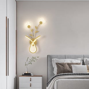 壁灯北欧设计师创意客厅背景墙灯具浪漫花朵氛围感卧室床头装 饰灯