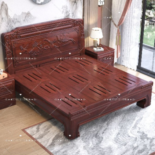 全实木床加厚金花梨木1.5米双人1.8米仿红木床2 2.2明清主卧大床