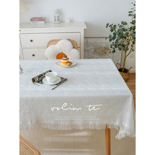 北欧ins风棉麻餐桌布简约家用编织长方形茶几布轻奢高级咖啡桌布
