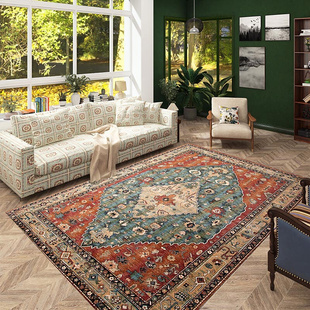 地毯客厅复古波西米亚摩洛哥民族风做旧轻奢藏式 卧室沙发地毯 美式