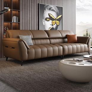 意式 极简轻奢沙发组合现代简约大小户型客厅头层直排牛皮沙发