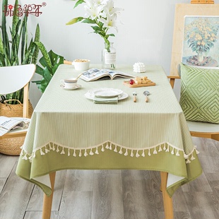 新品 桌布布艺北欧小清新绿书桌布长方形餐桌台布茶几桌布ins风高