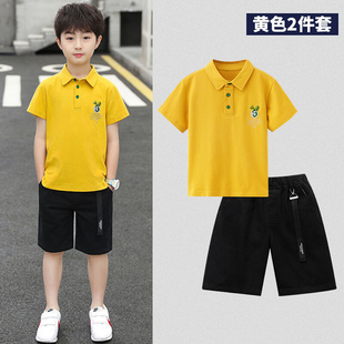 儿童休闲装 套装 男童短袖 夏季 中大童POLO衫 两件套韩版 2023新款 童装