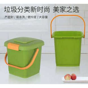 桌面厨房厨余过滤分类垃圾桶家用手提发酵密封防臭干湿分离绿灰色
