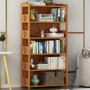 简易书架落地楠竹置物架实木家用简约现代客厅儿童桌上书架储物柜