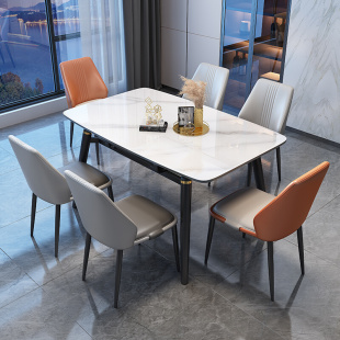 意式 伸缩圆桌现代简约家用小户型多功能折叠饭桌轻奢北欧岩板餐桌