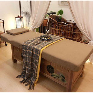 SPA美容院高档实木美容床推拿理疗美体按摩床中式 带柜会所专用