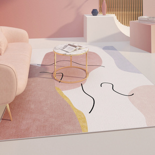 北欧客厅地毯简约现代茶几毯抽象轻奢高级卧室床边毯可水洗地垫子