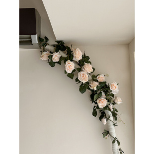 饰暖气管下水管墙壁电线装 饰美化 仿真玫瑰假花藤条空调管子遮挡装