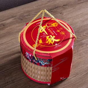 竹编折叠篮包装 喜庆中国红婚礼喜盒熟食鸡蛋特产伴手礼收纳手提盒