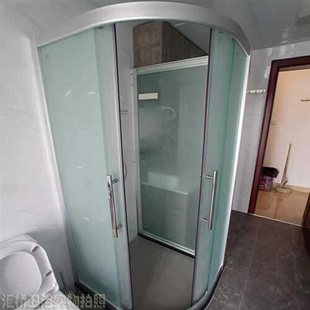 弧扇形半圆洗澡卫生间干湿分离隔断神器淋浴房玻璃浴室滑动推拉门