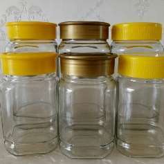装 蜂蜜玻璃瓶八角密封罐方形储物罐果酱瓶罐头瓶蜂蜜瓶八角瓶 包邮