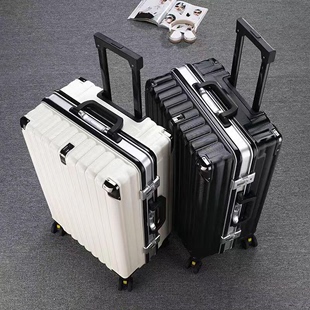 韩版 行李箱女学生旅行箱拉杆箱男万向轮皮箱子大容量密码 箱铝框款