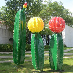 大型仿真仙人掌玻璃钢雕塑户外热带植物仙人球园林景观装 饰品摆件