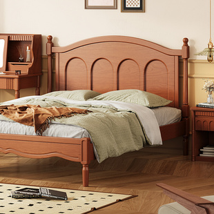 北欧实木床美式 约储物床1.8米1.5双人床复古卧室经济型婚床