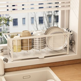 厨房沥水碗碟架窄窗台小型碗筷沥水架洗碗放水槽晾碗盘水池置物架