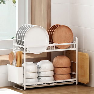 台面碗碟碗架置物架 厨房窄放盘沥碗 家居用品双层碗筷餐具沥水架