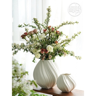 陶瓷花瓶哑光高档插花花瓶 现代简约家用客厅摆件ins风插花器