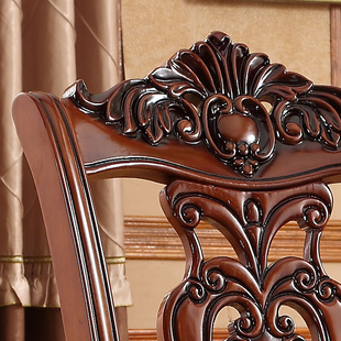 座椅美式 实木酒店硬美甲复古 家用餐椅休闲洽谈椅小户型子子欧式