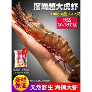 超大黑虎虾红虎虾海虾新鲜海捕大虾海鲜水产鲜活冷冻特大巨型对虾