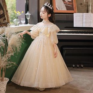 儿童公主裙花童婚礼小女孩主持人钢琴演出服女童晚礼服高端生日宴