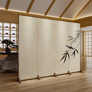 中式 禅意竹子屏风隔断可折叠移动客厅玄关办公室茶室包间不透遮挡