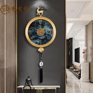 枫岚情纯铜钟表挂钟客厅家用时尚 现代轻奢客厅创意个性 新中式 石英