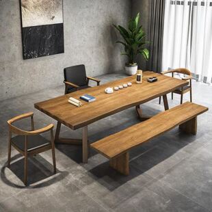实木茶桌椅组合简约现代复古泡茶大板桌客厅家用办公室茶几桌原木